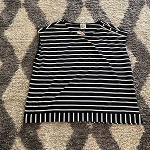 Striped tank tee with gold buttons